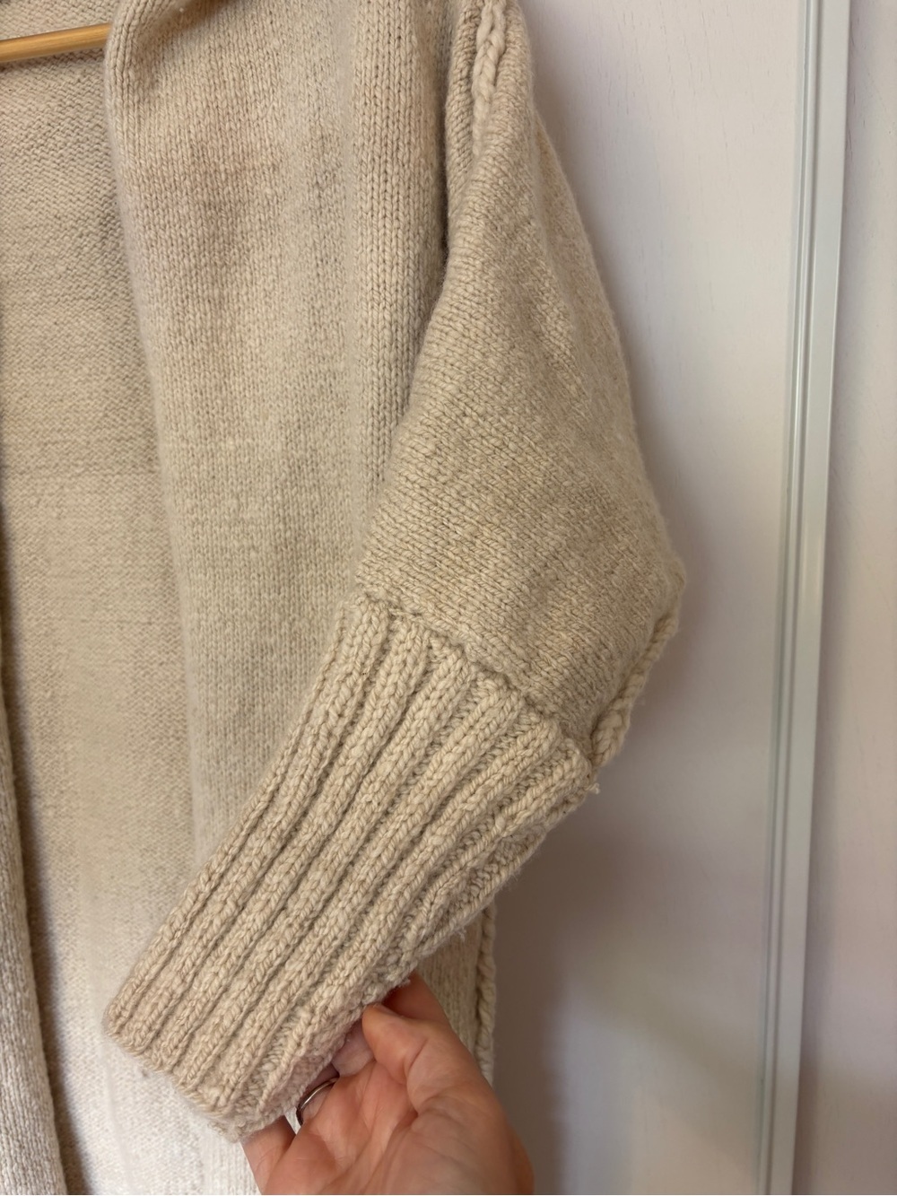 Boho Indie Handmade Hooded Open Cardigan Size Medium Knit Festival Rare Wool - Picture 3 of 8